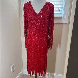 Elegant Red Sequin Dress
